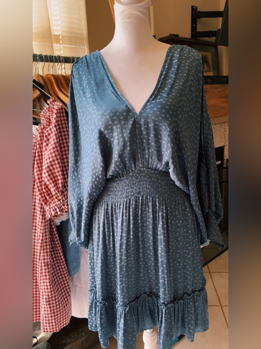 Lovestitch Blue Star Midi Flowy Dress Size S